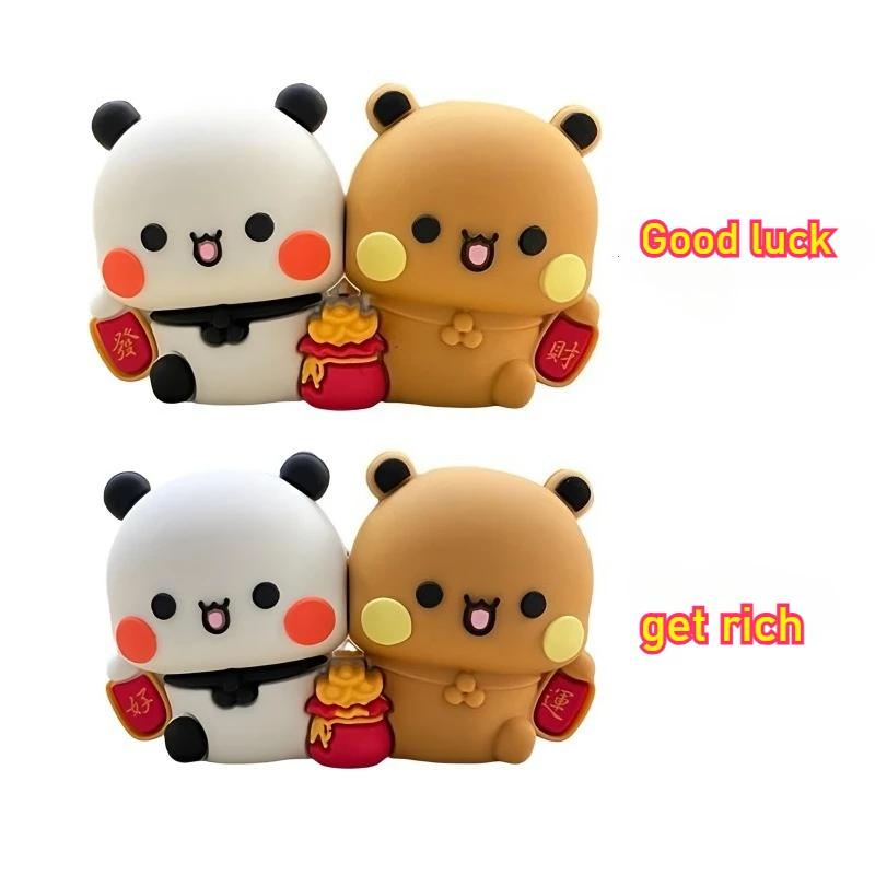 Urocze Figurki Bubu i Dudu Dekoracje na Szczęście Zostań Bogaty Yier Akcesoria Niedźwiedź Panda Wystrój Domu Kawaii Ornamenty do Wnętrza Samochodu