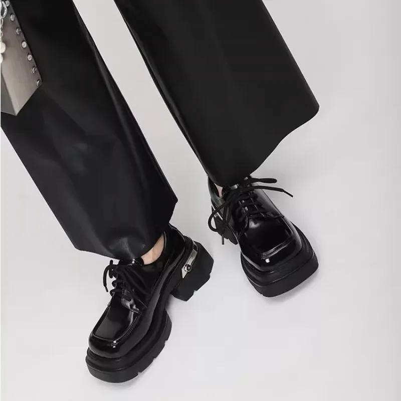 Autumn New Thick Heel Shoes Women's Fashion Round Head Thick Sole Front Strap Thick Sole Non-slip Low Top Shoes