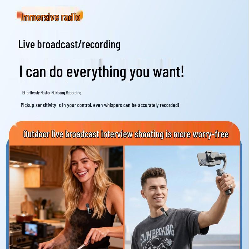 J4 Wireless Lavalier Microphone: Live Broadcast, Video Shooting, Audio Recording, Noise Reduction.