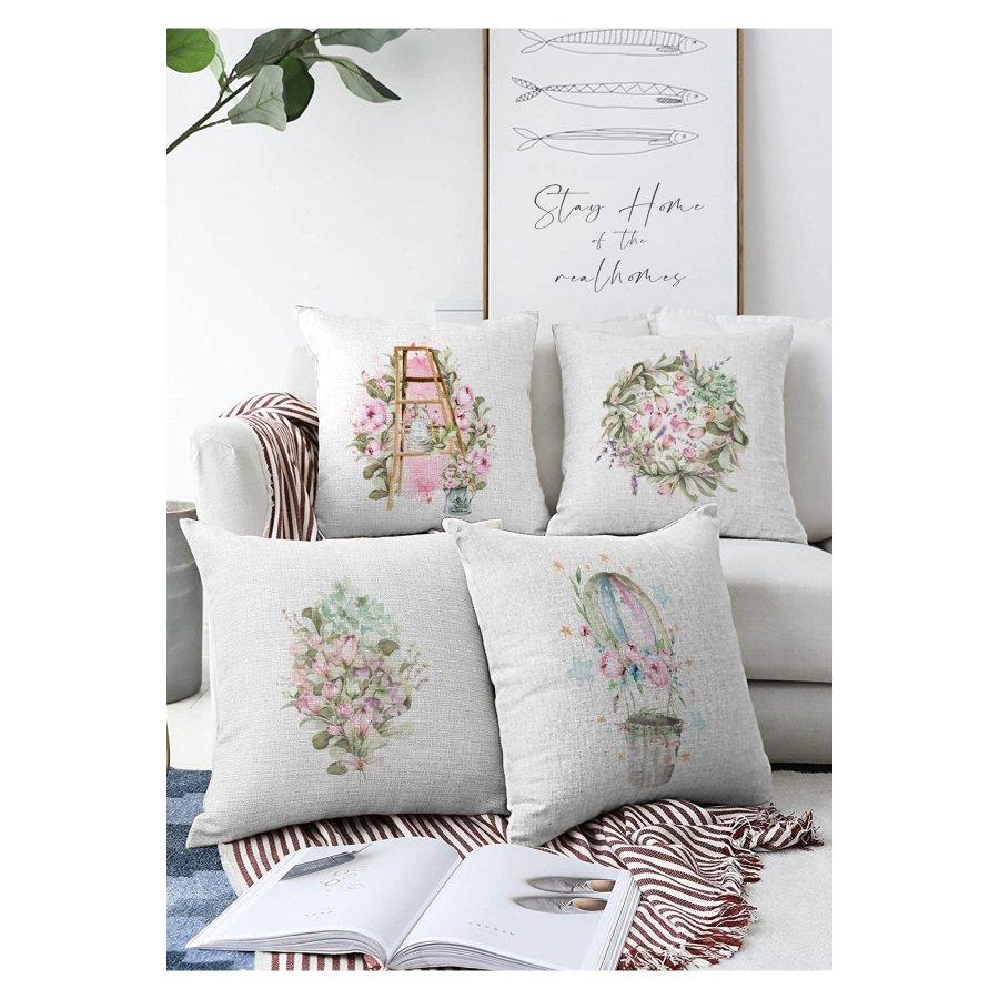 4-teiliges doppelseitig bedrucktes Kissenbezug-Set