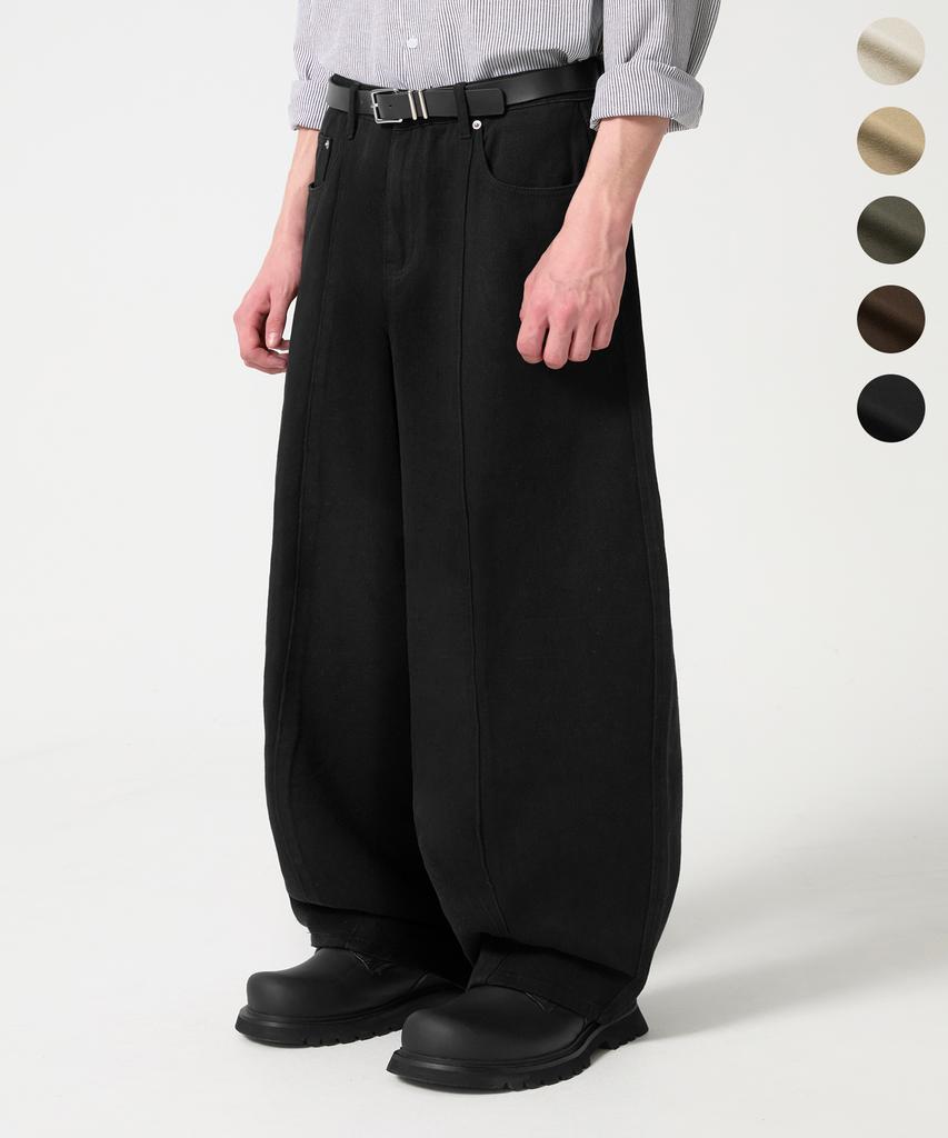 TRILLION [Special Feature] Curved Balloon Cut Cotton Pants_5 Colors