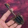 Black Tourmaline Rough Gemstone Pendant Guitar Copper Wire Wrapped Unique Pendant