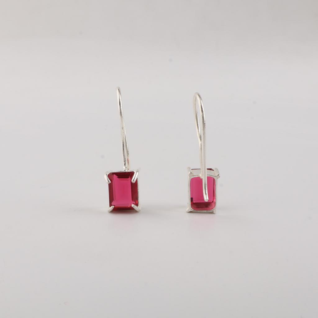 Pink Rubellite Gemstone 925 Sterling Silver Women Earring 1" Handmade Jewelry For Valentine EE-180-6
