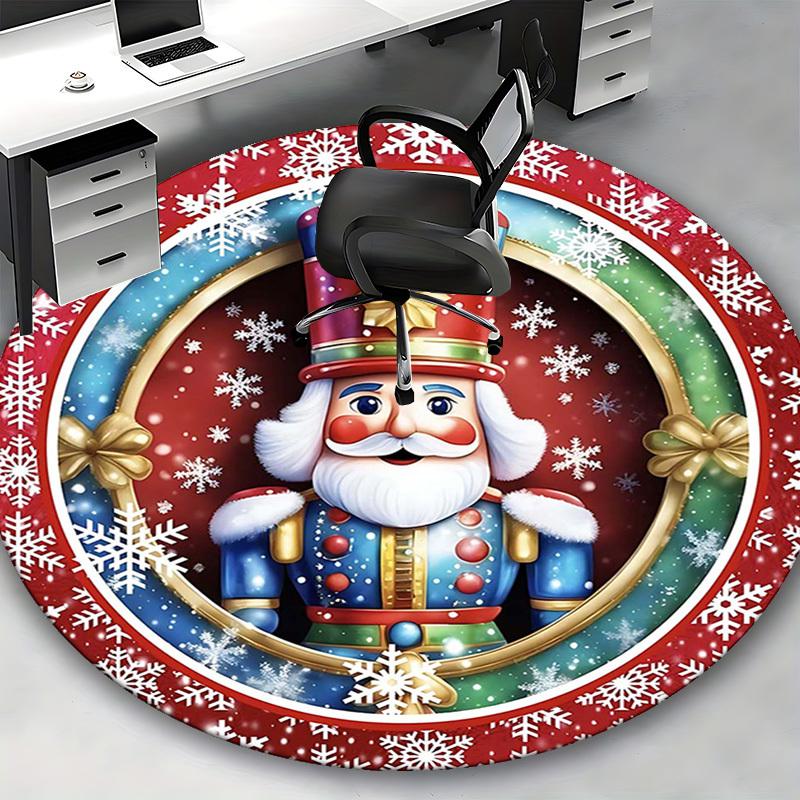 1pc Christmas Nutcracker Chair Mat - Anime Cartoon Design, Non-Slip Carpet for Office Chair, Festive Gift, Seasonal Decor, Living Room, Bedroom, Game