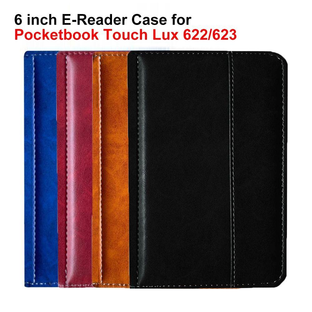 

Чохол для електронних читалок Leather Shell Folio Funda для Pocketbook Touch Lux 622/623 із захистом від падіння, 6 дюймів вина червоного кольору