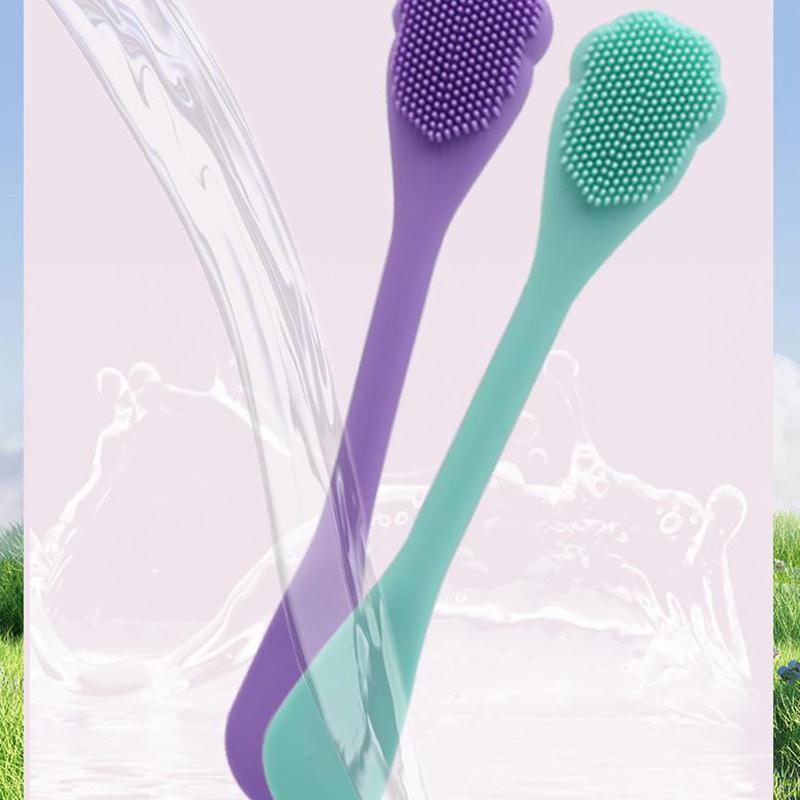 Doppelköpfige Silikon Gesichtsreinigungsschrubberbürste Gesichtsmaskenpinsel Applikator für Frauen Gesichts-Make-up-Pinsel Hautpflege