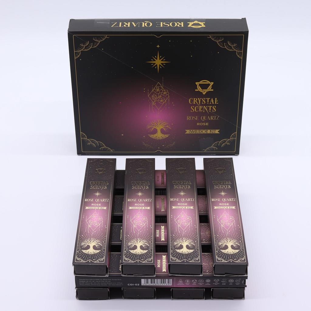 6x Rose Quartz Crystal Scents Smudge Incense – Rose