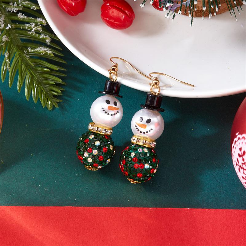 Diamond Hat Snowman Earrings Women, Cute Temperament Versatile Earrings Gift