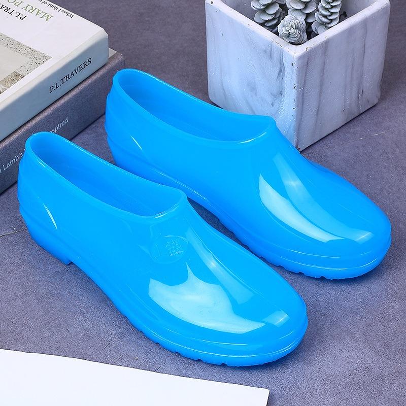 Low tube warm velvet rain boots low top waterproof shoes women's fashion adult short tube non-slip light mouth low top boots
