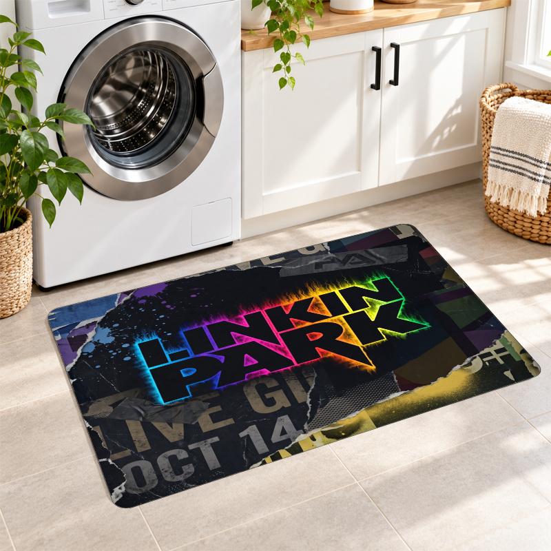 Flanell Küchenmatte Linkin Park Weicher Teppich Rutschfester Bodenteppich Heimdekoration