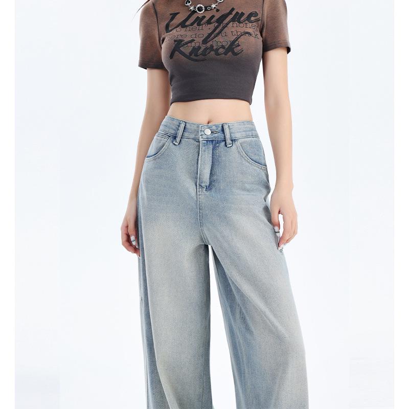 2026 Spring/Summer Women s Japanese Style Wide Leg Jeans - Trendy, Loose, Versatile Long Pants 3XL светло-синий