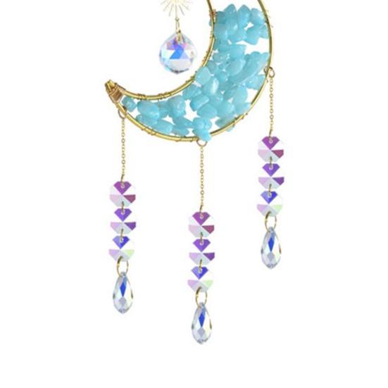 Crystal Sun Catcher Crescent Moon Sun Catcher Rainbow Maker Prism Ornament for Window Balcony Bedroom Garden Hanging