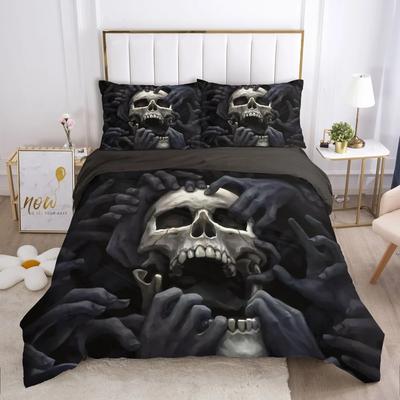 Zucker Totenkopf Bettbezug Gruseliges Skelett Deckenbezug Queen Twin Größe Für Erwachsene Teenager Halloween Dekoration Gotisches Totenkopf Bettwäsche Set