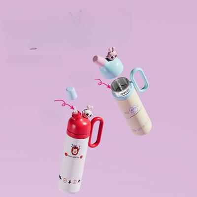 New Cartoon Figure Thermos Cup Creative Cute Portable Straw Cup Large Capacity Portable Straight Drink Cup