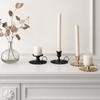 huaqianguhh Wrought Iron Candle Holder, Vintage Metal Candlestick with Frosted Matte Black Rust-Proof Finish, Handheld Design Holder for Home