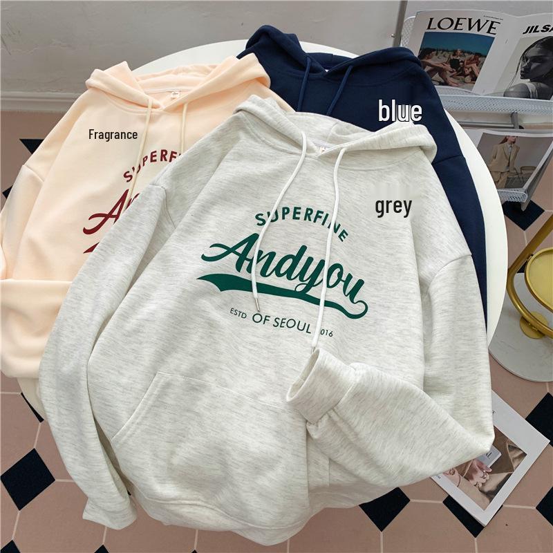 

Douyin Live Oversize Pique Cotton Double-Layer Hoodie for Women L білий/сірий колір