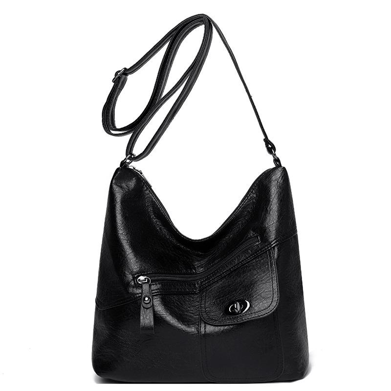 Women's Bag Vintage Shoulder Bag Large Capacity Multi-Pocket Soft Leather Tote Bag