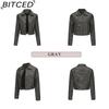 BITCED Spring/Autumn Lightweight Leather Jacket for Women Multi-Pocket Cardigan Style Casual Jacket Fashionable Trendy Everyday Outerwear