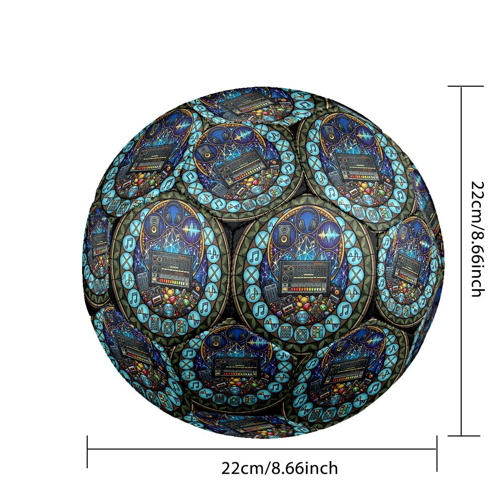Music Technology Icons Round Football Size 5 Adult Ball Suitable for Training Matches and Outdoor Team.