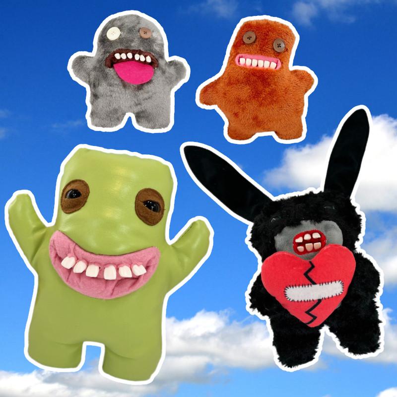 Adorable Plush Tooth Monster Doll Soft Toy In Black Green Brown And Gray For Christmas