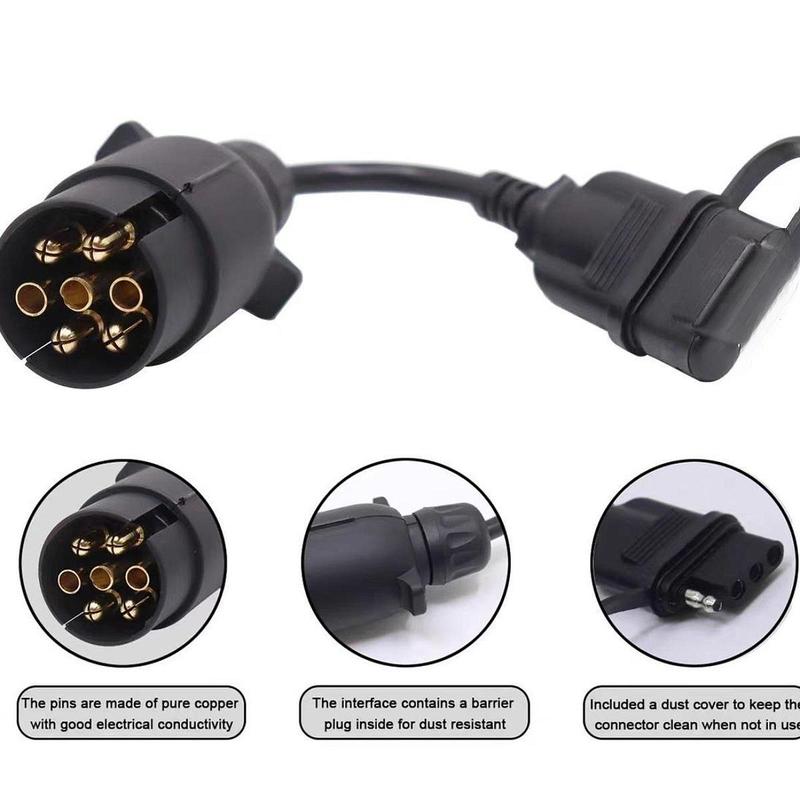 Trailer Connector European 7-Pin To American 4-Pin Without Brake Light Trailer Adapter Vehicle Tow Hitch Wire Plug for Vehicles