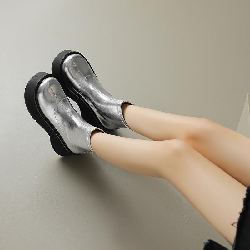 Super high-heeled black Martin boots for women, small thick-soled muffin soles increase height and versatility 2025 new Martin boots for women