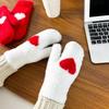 1 Pair Women Gloves Fingerless Red Heart Design Soft Fleece Lined Touchscreen Warm Mittens Valentine Day New Year Accessories