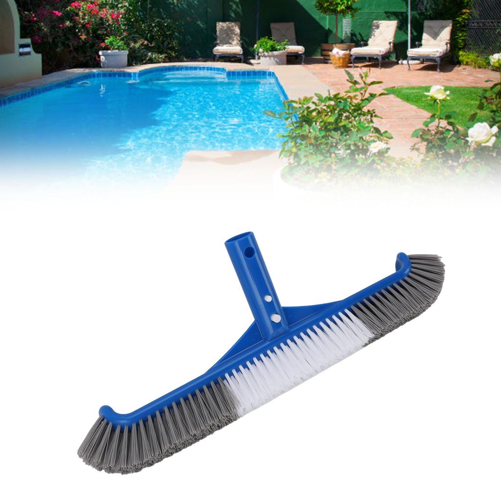 Nylon Pool Cleaning Brush, 17 Inch Plastic Nylon Handle with 45 Degrees Angle, Compatible with Pool Poles for Home Bathroom
