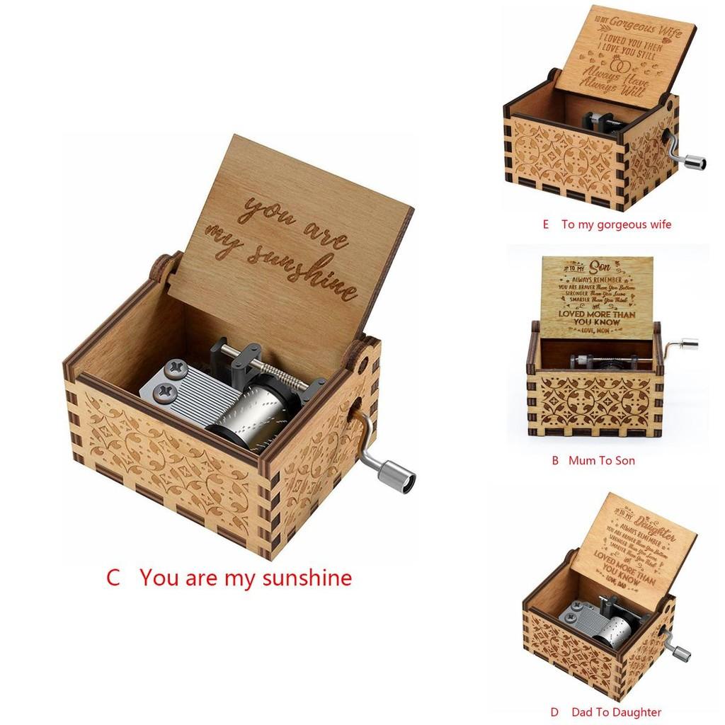 Exquisite Wooden Music Box For Mom/dad To Daughter Heartwarming You Are My Sunshine Keepsake