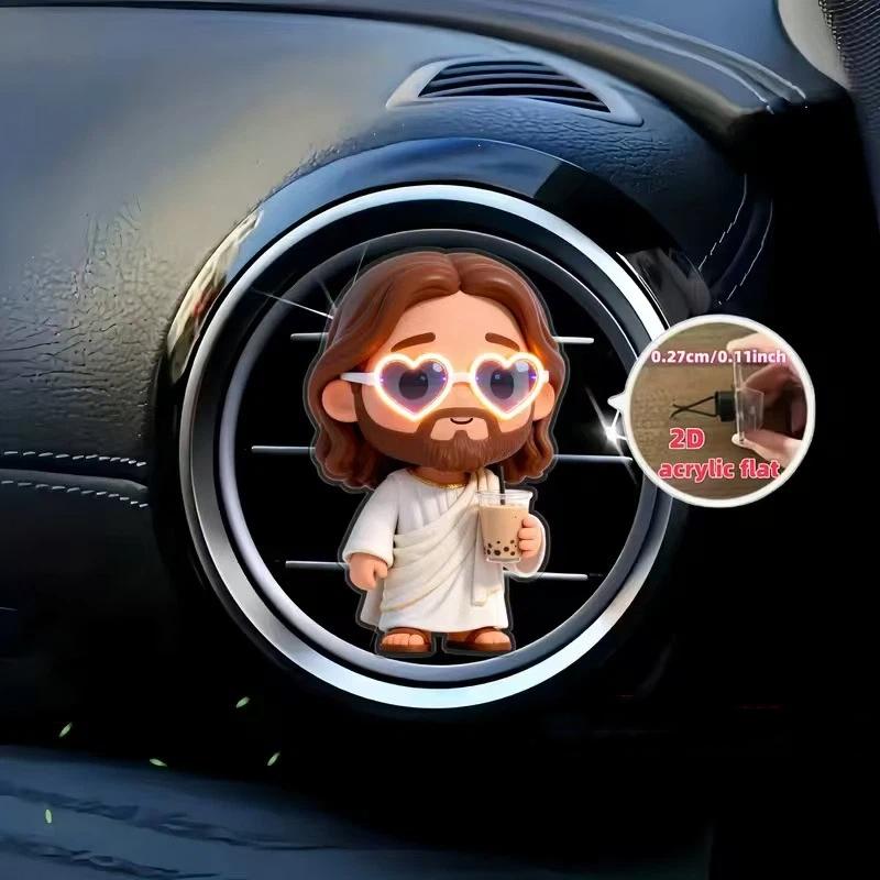 Cute Cartoon 2D Acrylic Car Air Vent Clips Religious Auto Air Freshener Clips For Car Interior Decoration