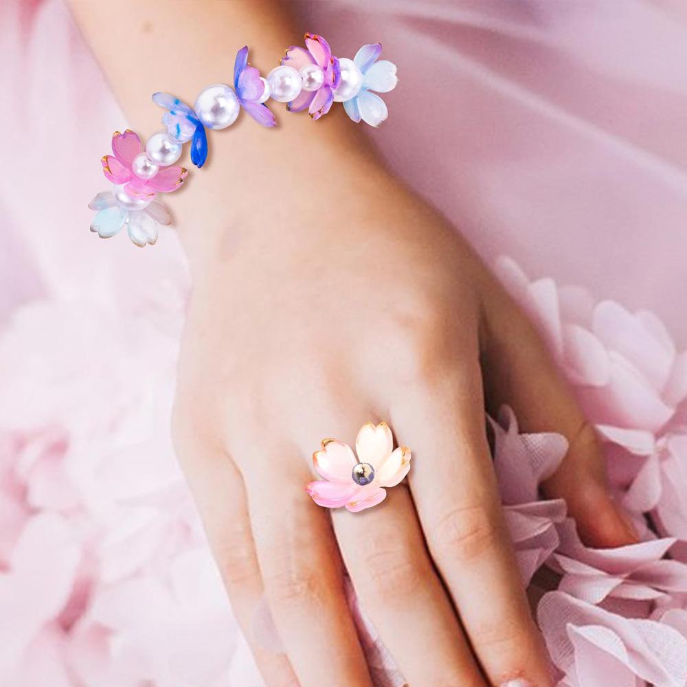 25/55/105pcs Acrylic Cherry Blossom Beads, Flower Shaped Spacer Beads, Five Petal Flower Beads DIY Summer Beach Ankle Bracelet Earrings Keychain
