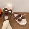 fashion Bow Fur Slippers for Women Comfortable Flat Thick Sole Household Cotton Shoes 2024 Winter New Women's Plush Warm Slippers