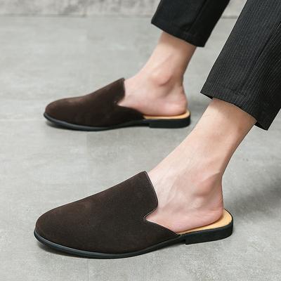 New Designer Men's Black Brown Patent Leather Half Shoes For Men Mules Sandals Casual Shoes Summer Loafers Slippers