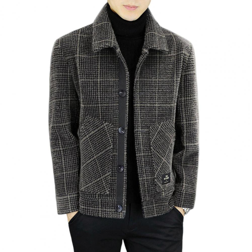 2025 Autumn Winter Mens Short Slim Fit Woolen Coat Single Breasted Casual Windbreaker Fashion Retro Trench Overcoat