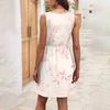 Damen Sommer Mode Tank Kleid A-Linie Ärmellos Lässig Floral/Einfarbig Taschenkleid
