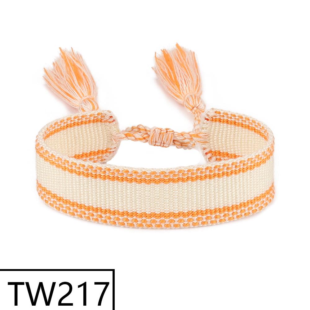 Customizable Handmade Bohemian Tassel Bracelet with Embroidered Logo - European & American Ethnic Friendship Style