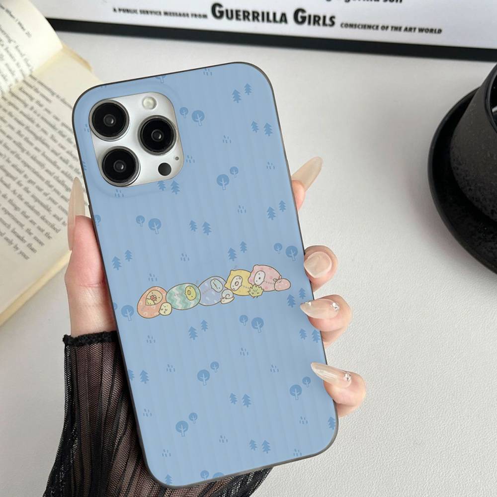 Cartoon S-sumikko Gurashi For IPhone 17 16 15 11 12 13 14 Pro Max Plus Pro Corrugated Translucent Back Phone Cover