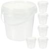 6Pcs Plastic Storage Buckets Clear Small Bucket with Lid Handle Food Grade Reusable Ice Cream Container Meal Prep Food Holder