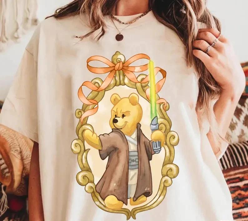 Watercolor Winnie The Pooh Luke Skywalker Jedi Coquette Bow T-Shirt, Pooh T-Shirt S