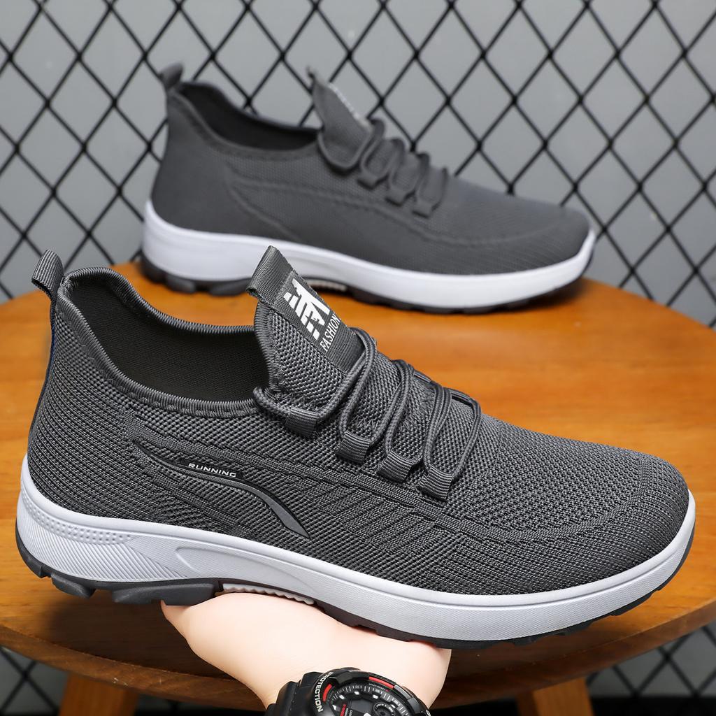 Shoes Men's sports shoes Flying woven running shoes Breathable and non-smelly feet Mesh shoes Soft sole Comfortable men's shoes Versatile men's single