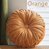 Round Pleated Throw Pillow Soft Velvet Decorative Plush Round Pillow Seat Cushion Decorative Pillows For Bed Couch Chair Cream
