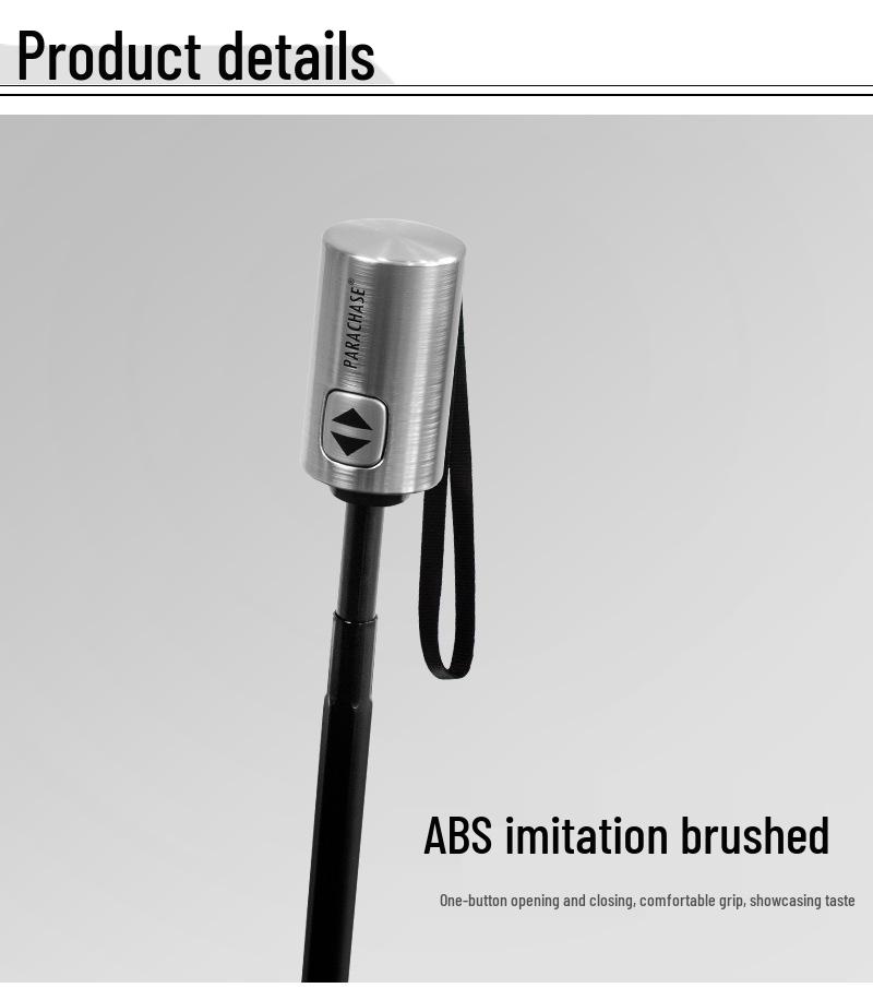 PARACHASE Ultralight 7-Rib Automatic Umbrella with 30D Black Coating for UV Sun Protection