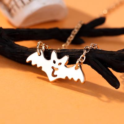 Punk Gold Color Flying Bat Pendant Necklace for Women Men Halloween Personalized Jewelry Gift for Women Girls