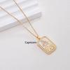 Gold Plated Retro Clavicle Chain Zircon Zodiac Pendant Necklace 12 Constellation Necklace  Unisex