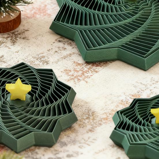 3D Printed Christmas Star Toy Stress Relief Retractable Tower Fidget Star with Handle Kids Teens Adults Travel Telescopic Xmas Tree Sensory Toy