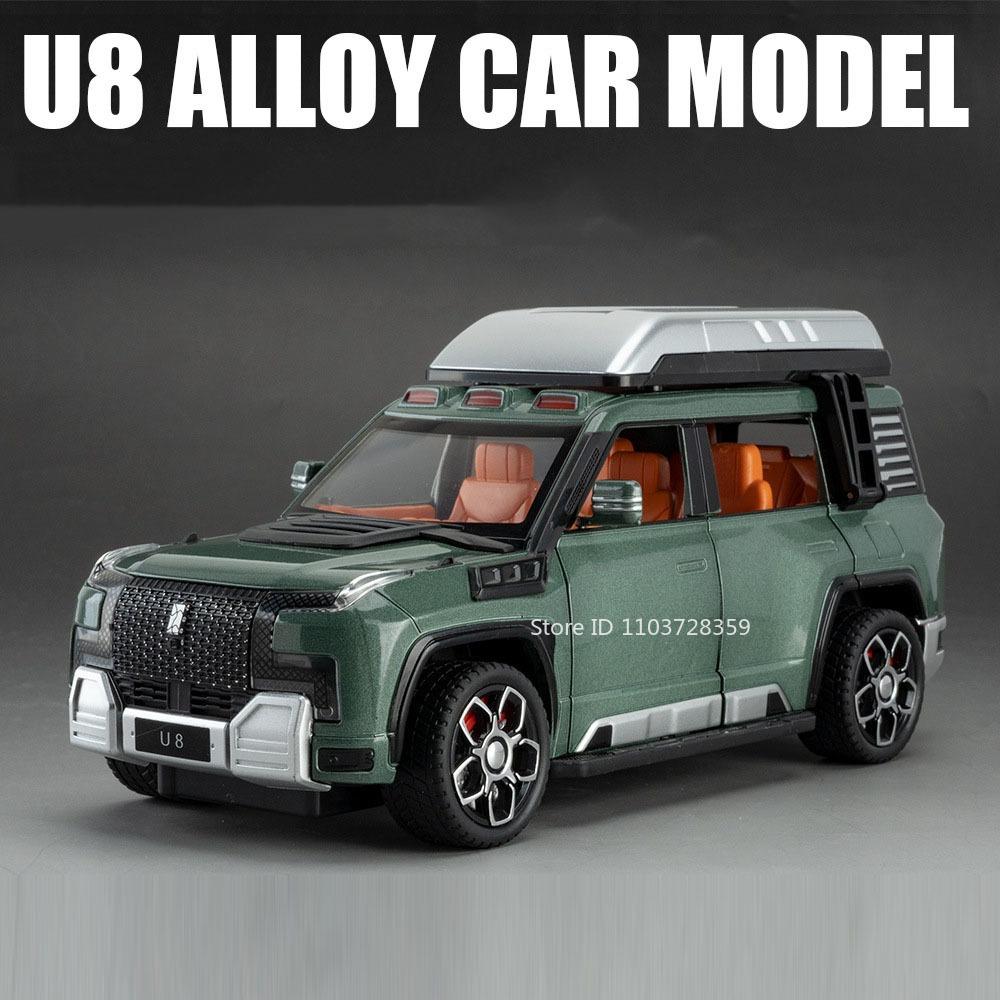 

1:24 Model Toy BYD YANGWANG U8 Cars Alloy Diecast Off-road Vehicles Sound Light Doors Opened Pull Back Car Toys for Boys Gifts зелений