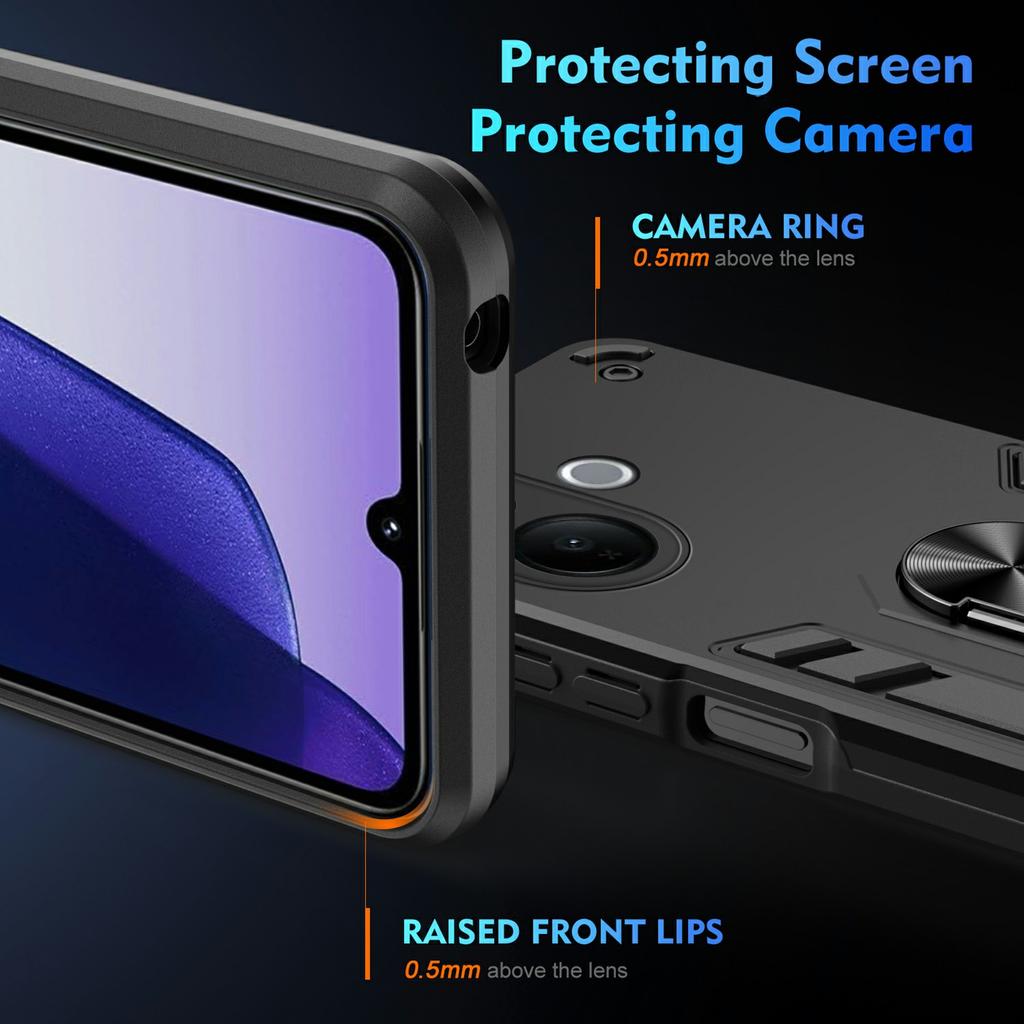 For vivo V60 Lite 4G/5G Case PC + TPU Drop Defend Phone Cover with Ring Kickstand