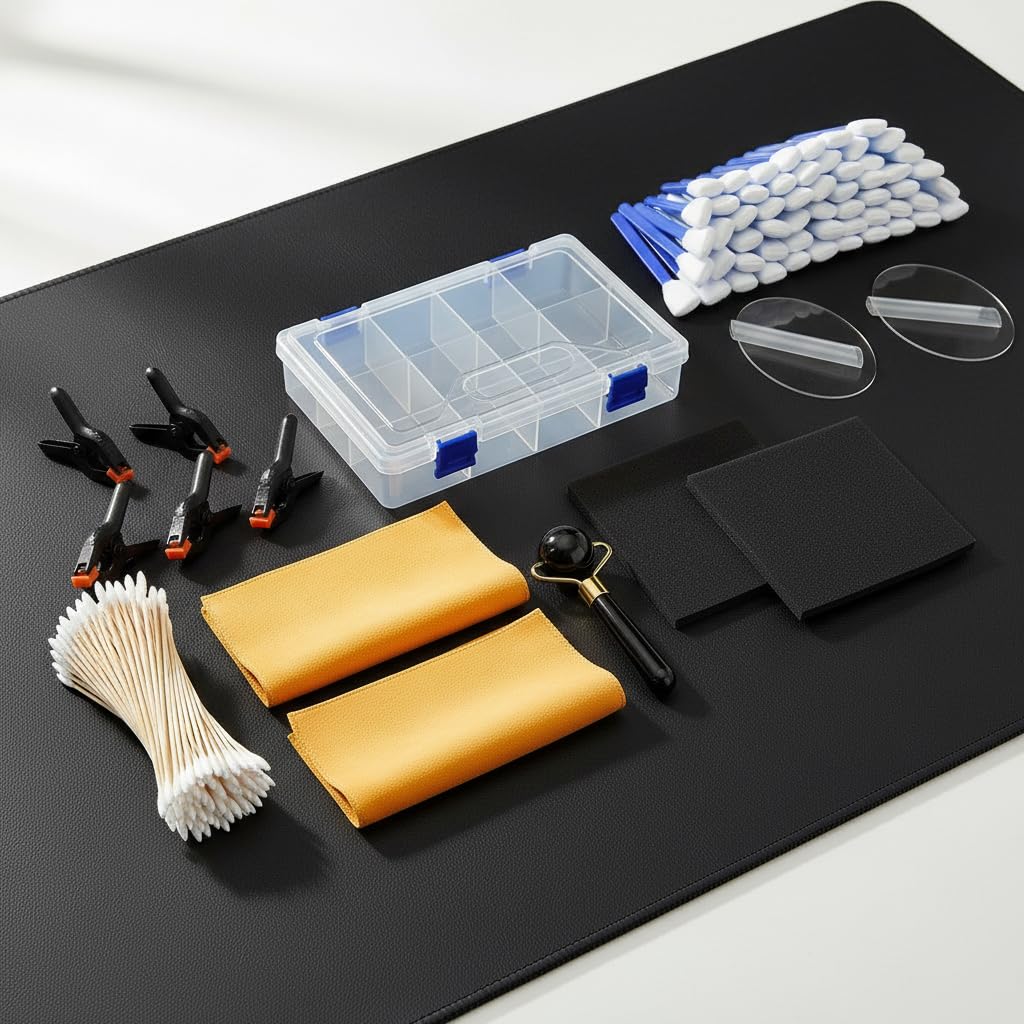 PEWETE Trading Card Cleaning Kit 162-Point Collector's Restoration Tool Roller Card Care Accessories Pack Card Flattening Suede Towel Cotton Swab
