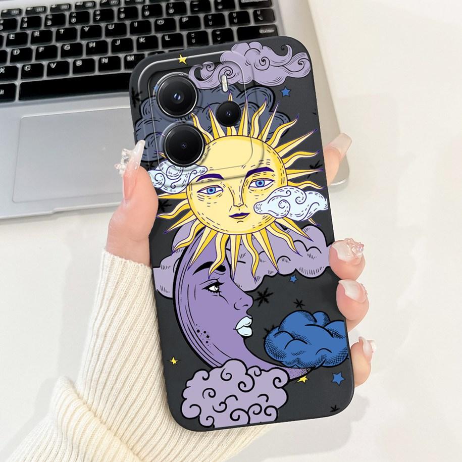 For Xiaomi Redmi Note 14 4G European Case Beautiful Sunset Bamboo Girls Soft Silicone Protective Cover on Redmi Note14 EU Bumper