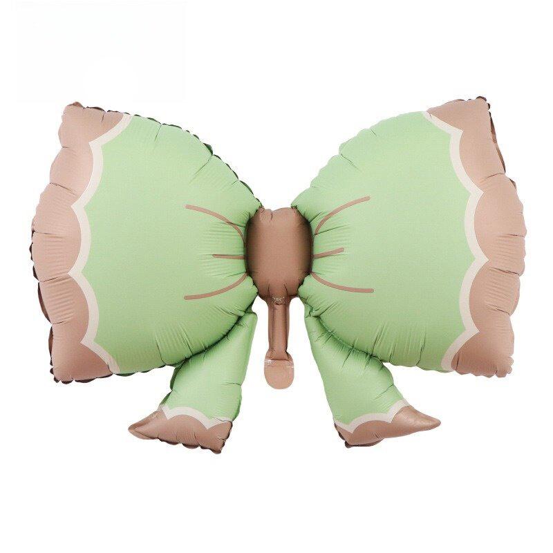 

6 шт. Большие шары из фольги в виде банта, макаронных цветов, шары-бабочки, украшения для вечеринки в честь рождения ребенка, раскрытие пола для девочек, день рождения зелёный